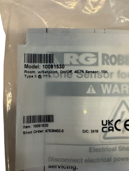 Roberts Gordon Zone Sensor CTH3/HEM, 40 degree F – 75 degree F