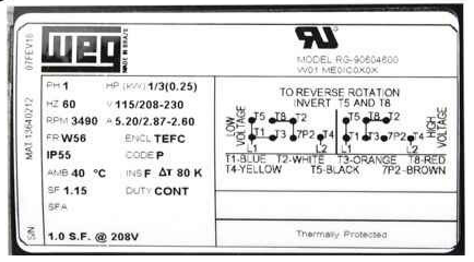 Roberts Gordon Motor, 1/3 HP, EP-100